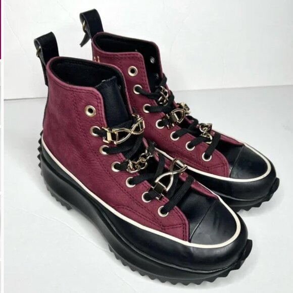 Converse Run Star Hike Platform Ox Bordeaux Gold Sneakers Shoes Casual Size 8.5 - Picture 3 of 8